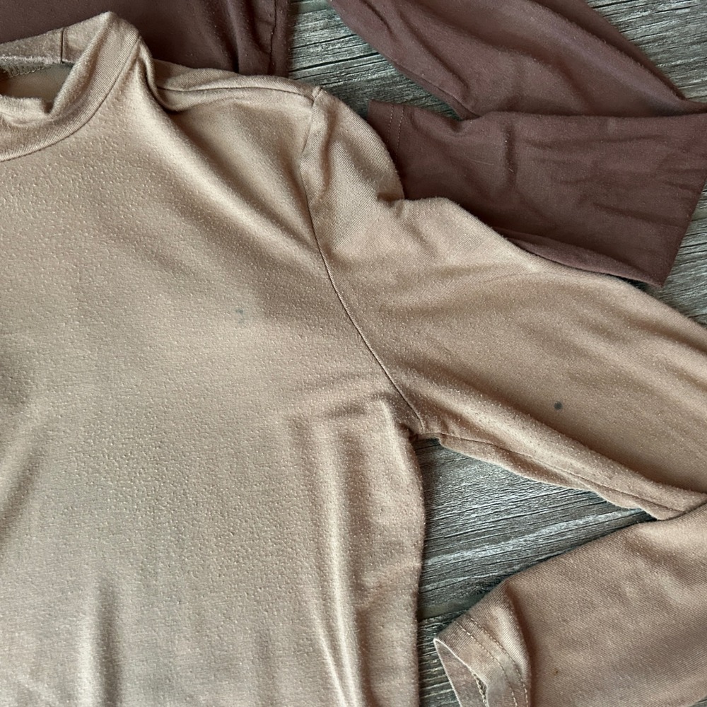 Mock Neck Long Sleeve Top Bundle - Earth Tones - Brown, Beige, Casual, Small - Picture 2 of 2